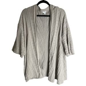 J. Jill Tan Beige Cable Knit Open Front Cardigan Sweater Womens XL